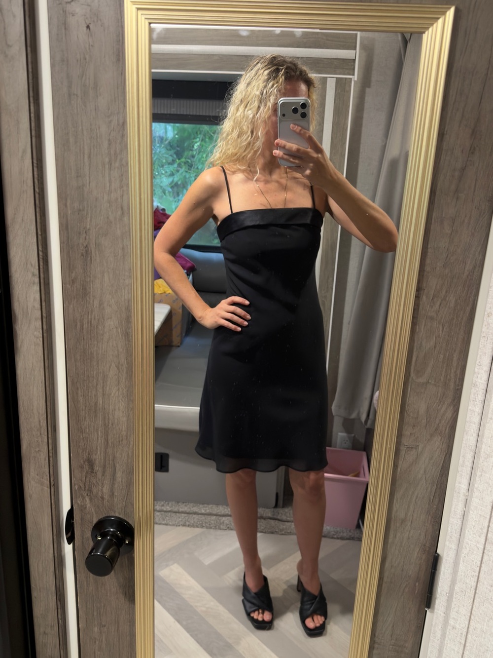 Y2K Jump Apparel Spaghetti Strap Slip Dress in Black Size 0